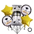 Detail of 5-piece graduation foil balloon set with star and diploma shapes - Graduation Certificate Style 3