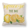 Federa in lino con illustrazioni di limone e testo motivazionale Squeeze The Day - Slogan Squeeze The Day (4)