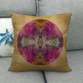 Detailweergave van linnen kussen met geometrisch Bloem des Levens patroon op de bank - Bloem des Levens Stijl (20)