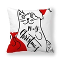 Christmas peach skin pillowcase featuring a cute cartoon cat and Merry Christmas text - Santa Hat Cat / 18x18 Inch