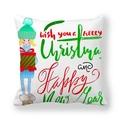 Christmas peach skin pillowcase with cute girl illustration and holiday greetings - Winter Cartoon Girl Wishes Style (3) / 45x45cm