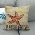 Linen pillowcase with starfish and ocean theme print on a modern grey fabric sofa - Yellow Starfish Quote (1) / 45x45cm
