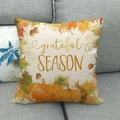Housse de coussin Thanksgiving avec citrouille aquarelle et feuilles d'érable sur lin - Style Citrouille Aquarelle Saison de Gratitude (9)