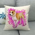 Nordic style linen pillowcase featuring a colorful watercolor pitbull art on a sofa - Artistic Pitbull (3) / 45x45cm