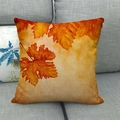 Fall maple leaves linen pillow cover with vintage texture on a grey sofa - Autumn Leaves Theme (1)