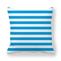 Funda de cojín cuadrada a rayas azules y blancas con textura de tela de piel de melocotón - 45x45cm / Rayas Azul Claro Blanco