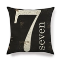 Vierkante linnen kussensloop met vintage industrieel zwart-wit ontwerp met nummer 7 - Zwart Nummer 7 Zeven / 45x45 cm