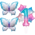 Starry sky 40-inch number 1 gradient balloon set with butterfly and star foil balloons - Butterfly Number 1