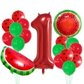 Set de globos de fiesta sandía con globo de papel rojo número uno y látex de lunares - Rojo Número 1 Juego