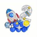 Addobbi festa spazio con palloncino a razzo e base in lattice blu per 2° compleanno - Colonna Numero 2 Tema Astronauta