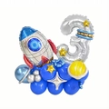 Dettaglio set palloncini a tema spaziale con razzo e numero 3 per compleanno bimbi - Colonna Numero 3 Tema Astronauta