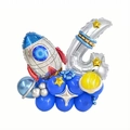 Dettagli del set di palloncini spaziali con numero 2 argento e palloncini a razzo - Colonna Numero 4 Tema Astronauta