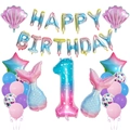 Mermaid 1st birthday balloon set with gradient scales fish tail and number 1 foil - Number 1 Mermaid Theme Set (5099668407934)