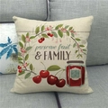 Federa per cuscino in lino con stampa raccolto di zucche su divano grigio - 45x45cm / Stile Marmellata di Ciliegie (1)