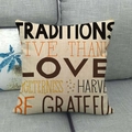 Housse de coussin en lin Action de Grâce avec feuilles d'automne et texte thématique - Style Typographie Thème Thanksgiving (5)