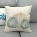 Dettaglio del tessuto in lino della fodera per cuscino con zucche per il Ringraziamento - Stile Combinazione Zucca Acquerello (13)