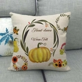 Dettaglio federa per cuscino in lino con zucca disegnata a mano e scritta Warm Fall - Stile Zucca Autunnale Calda Disegnata a Mano (6)