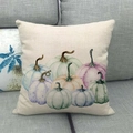 Housse de coussin en lin à motif citrouille aux tons doux pour décoration d'automne - Style Citrouilles Mixtes Aquarelle (12)