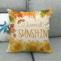 Housse de coussin en lin automne avec tournesols dorés et texte sunshine - Style Soleil de Récolte Tournesol (8)
