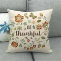 Housse de coussin en lin avec motif citrouille et texte BE thankful sur canapé - 45x45cm / Style Floral Soyez Reconnaissant (10)