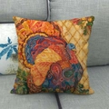 Fodera per cuscino in lino per il Ringraziamento con tacchino colorato su divano grigio - Stile Tacchino Artistico del Ringraziamento (3)