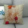 Detailed close-up of maple leaf print on linen pillowcase with autumn rock texture - Rock Texture & Maple Leaves (8)