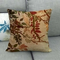 Linen thanksgiving maple leaf throw pillow cover with vintage fall botanical print - Retro Withered Branches & Red Leaves (16)