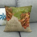 Linen pillow cover featuring vintage Napa Valley vineyard and red grape art on a sofa - Napa Valley Grapes (13)