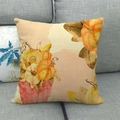 Linen fall decorative pillow cover with pumpkin and autumn floral watercolor print - Watercolor Pumpkin Harvest Vibe (14)