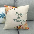 Linen Thanksgiving pumpkin pillow case with Always Be Thankful print on a sofa - Always Be Thankful (1)