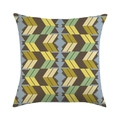 Housse de coussin en lin avec motifs chevrons géométriques jaunes et verts - Style Chevron Multicolore Rétro (2)