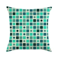 Housse de coussin en lin avec motif de carrés géométriques verts sur fond blanc - Style Matrice Géométrique Carrés Arrondis Tons Verts (4)