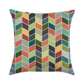 Fodera per cuscino in lino con motivo geometrico a zig-zag colorato stile nordico - Stile Chevron Geometrico Retrò Multicolore (5)
