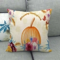 Funda de cojín de calabaza en acuarela con estampado Blooming Thanksgiving en lino - Estilo Floral de Calabaza Blooming Thanksgiving (1) / 45x45 cm