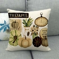 Textura detallada de funda de cojín de lino otoñal con estampados de calabazas - Estilo Agradecido Calabaza (4) / 45x45 cm