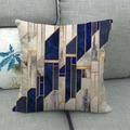 Modern abstract geometric pillow cover with navy blue and gold marble texture - Blue Gold Gray Abstract Geometric Style (7)