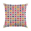 Federa in lino con motivi geometrici a V colorati in un elegante stile nordico - Stile Freccia a V Geometrica Colorata Base Beige (6)