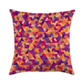 Federa per cuscino in lino con motivi geometrici a triangoli in arancione e viola - Stile Triangoli Geometrici ad Alta Saturazione Arancione Viola Giallo (7)