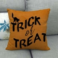 Halloween orange pillow cover featuring a black cat silhouette and Trick or Treat text - 18x18 Inch / Orange Black Cat Trick or Treat Style (5)