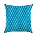 Federa quadrata in lino con motivo geometrico a cubi blu 3D su uno sfondo bianco - Stile Motivo a Blocchi Geometrici Stereoscopici 3D Blu (8)