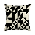 Fodera per cuscino in lino con motivo a triangoli geometrici astratti bianco e nero - Stile Motivo Astratto Geometrico Asimmetrico Bianco E Nero (9)