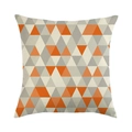 Fodera per cuscino in lino con motivo geometrico a triangoli in arancio e grigio - Stile Cuciture Triangoli Geometrici Arancione Grigio Crema (11)