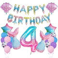 Starry sky mermaid birthday balloon set with gradient number 4 and shell foils - Number 4 Mermaid Theme Set (5099668407937)