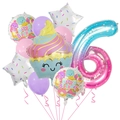 6th birthday party decoration set with ice cream foil balloons and pastel latex balloons - Starry Sky Number Set 6