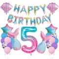 Meerjungfrau-Set zum 5. Geburtstag mit XL Zahl 5 und glänzenden Muschel-Ballons - Nummer 5 Meerjungfrau Thema Set (5099668407938)