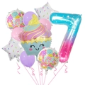 7th birthday balloon set with gradient number seven and cupcake foil balloon - Starry Sky Number Set 7