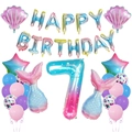 Meerjungfrau 7. Geburtstag Ballon-Set mit Farbverlauf Nummer 7 und Muschel-Folienballons - Nummer 7 Meerjungfrau Thema Set (5099668407940)