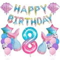 Meerjungfrau Geburtstag Ballon Set mit Farbverlauf Nummer 8 und Muschelfolienballons - Nummer 8 Meerjungfrau Thema Set (5099668407941)