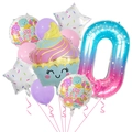 Birthday balloon set featuring cupcake foil balloon and gradient number 0 balloon - Starry Sky Number Set 0