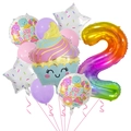 Rainbow gradient number 2 balloon set with cartoon cupcake and colorful star foil balloons - Jelly Number Set 2